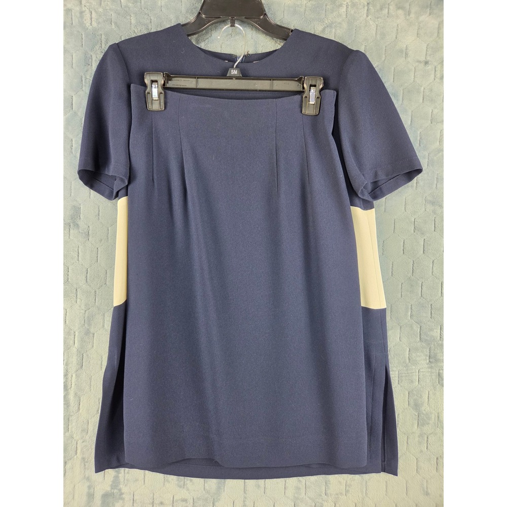 Liz Claiborne Navy Blue 2 Piece Skirt Set Colorblock Top Midi Skirt Size 4